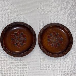 Set of 2 - boho vintage wooden catch all/coasters